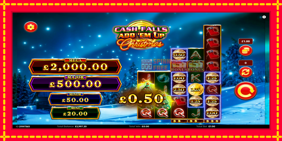 Cash Falls: Add Em Up Christmas mesin slot dengan animasi cerah, gambar 4