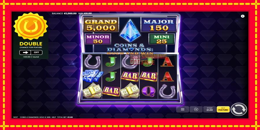 Coins & Diamonds: Hold and Win mesin slot dengan animasi cerah, gambar 2