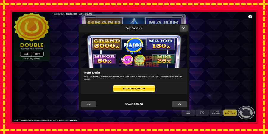 Coins & Diamonds: Hold and Win mesin slot dengan animasi cerah, gambar 4