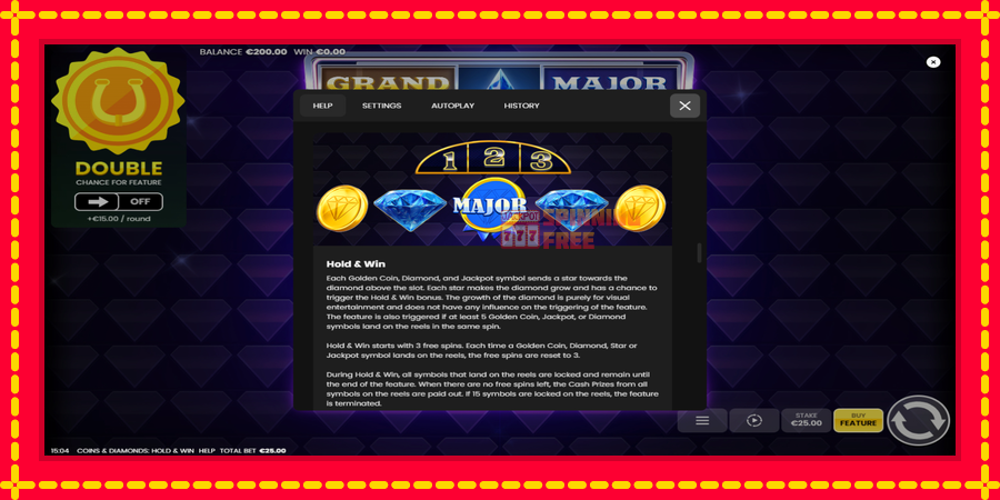 Coins & Diamonds: Hold and Win mesin slot dengan animasi cerah, gambar 6