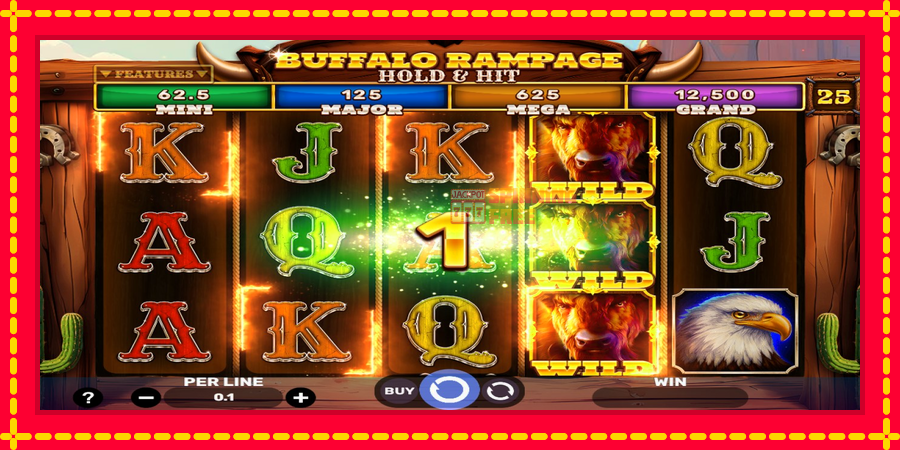 Buffalo Rampage Hold & Hit mesin slot dengan animasi cerah, gambar 3