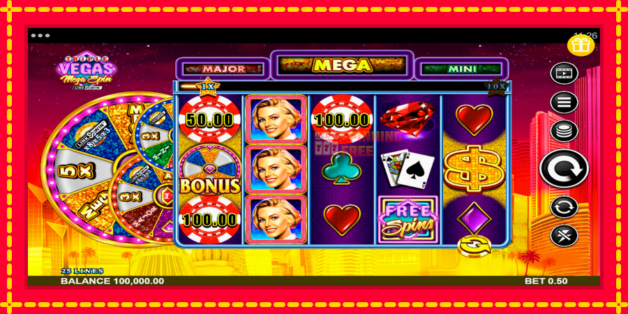 Triple Vegas Mega Spin mesin slot dengan animasi cerah, gambar 1