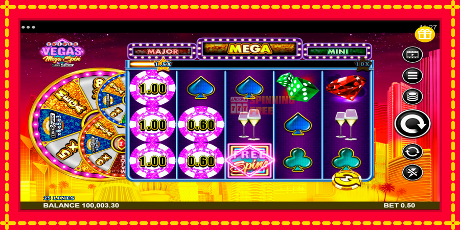 Triple Vegas Mega Spin mesin slot dengan animasi cerah, gambar 3