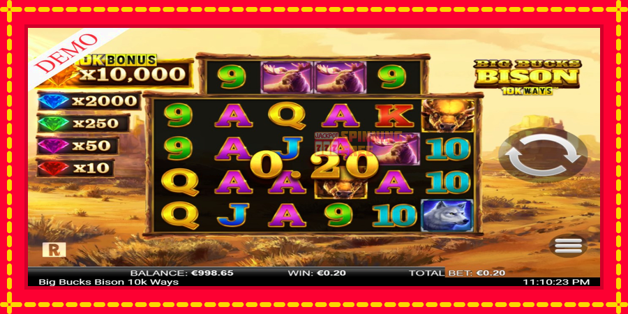 Big Bucks Bison 10K Ways mesin slot dengan animasi cerah, gambar 3