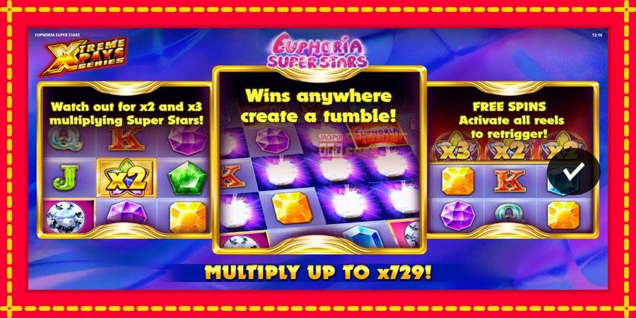 Euphoria Super Stars mesin slot dengan animasi cerah, gambar 1