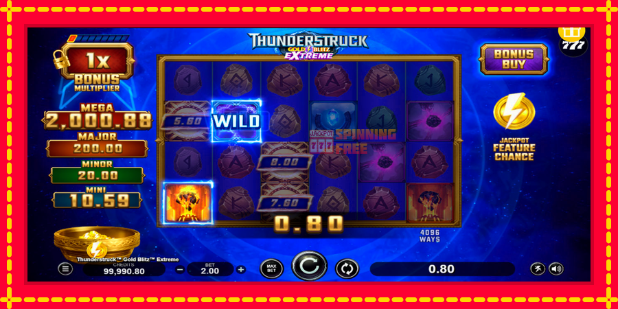 Thunderstruck Gold Blitz Extreme mesin slot dengan animasi cerah, gambar 3