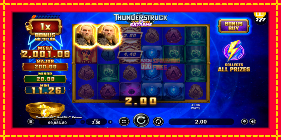 Thunderstruck Gold Blitz Extreme mesin slot dengan animasi cerah, gambar 4