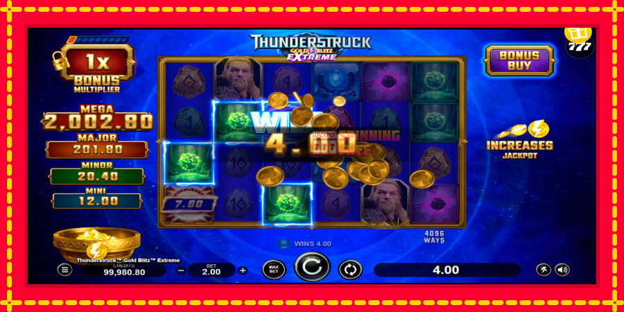 Thunderstruck Gold Blitz Extreme mesin slot dengan animasi cerah, gambar 5