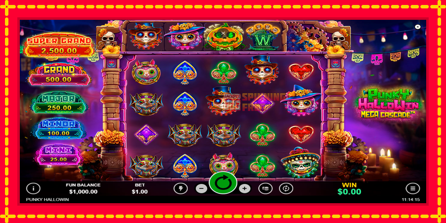 Punky HalloWin Mega Cascade mesin slot dengan animasi cerah, gambar 1