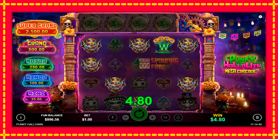 Punky HalloWin Mega Cascade mesin slot dengan animasi cerah, gambar 3