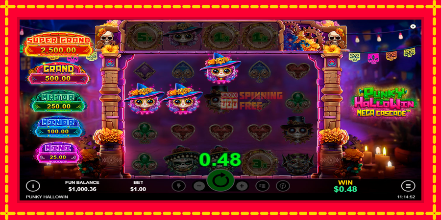 Punky HalloWin Mega Cascade mesin slot dengan animasi cerah, gambar 4