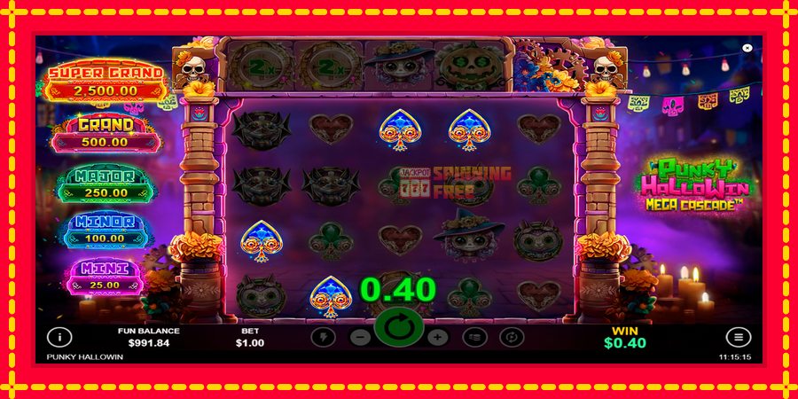 Punky HalloWin Mega Cascade mesin slot dengan animasi cerah, gambar 5