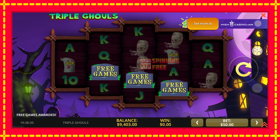 Triple Ghouls mesin slot dengan animasi cerah, gambar 3