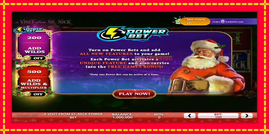 A Visit From St. Nick Power Bet mesin slot dengan animasi cerah, gambar 1