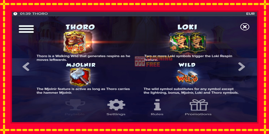 Thoro mesin slot dengan animasi cerah, gambar 5