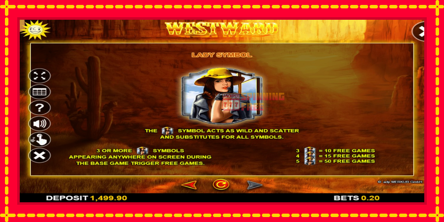 Westward mesin slot dengan animasi cerah, gambar 4