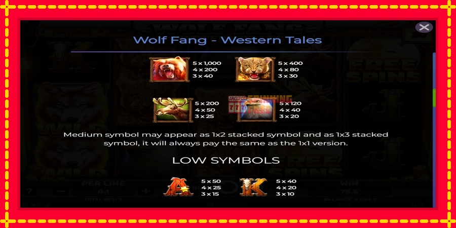 Wolf Fang - Western Tales mesin slot dengan animasi cerah, gambar 5