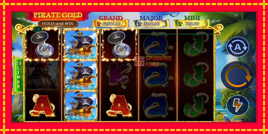 Pirate Gold Hold and Win mesin slot dengan animasi cerah, gambar 3