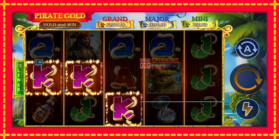 Pirate Gold Hold and Win mesin slot dengan animasi cerah, gambar 4