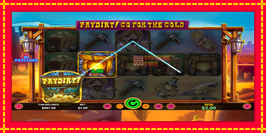 Paydirt! Go for the Gold mesin slot dengan animasi cerah, gambar 3