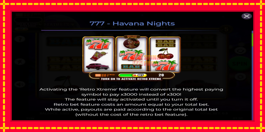 777 - Havana Nights mesin slot dengan animasi cerah, gambar 4