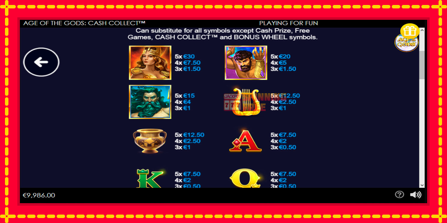 Age of the Gods Cash Collect mesin slot dengan animasi cerah, gambar 6