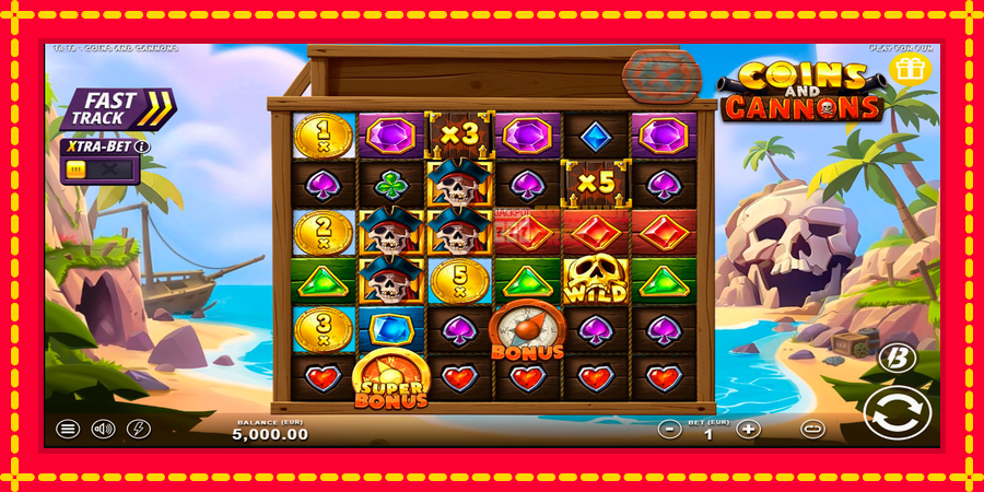 Coins and Cannons mesin slot dengan animasi cerah, gambar 1