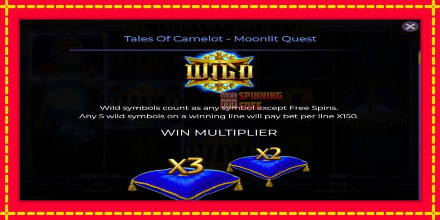 Tales of Camelot - Moonlit Quest mesin slot dengan animasi cerah, gambar 4