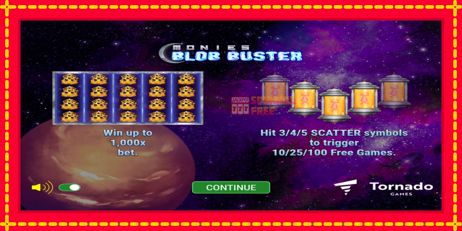 Monies Blob Buster mesin slot dengan animasi cerah, gambar 1