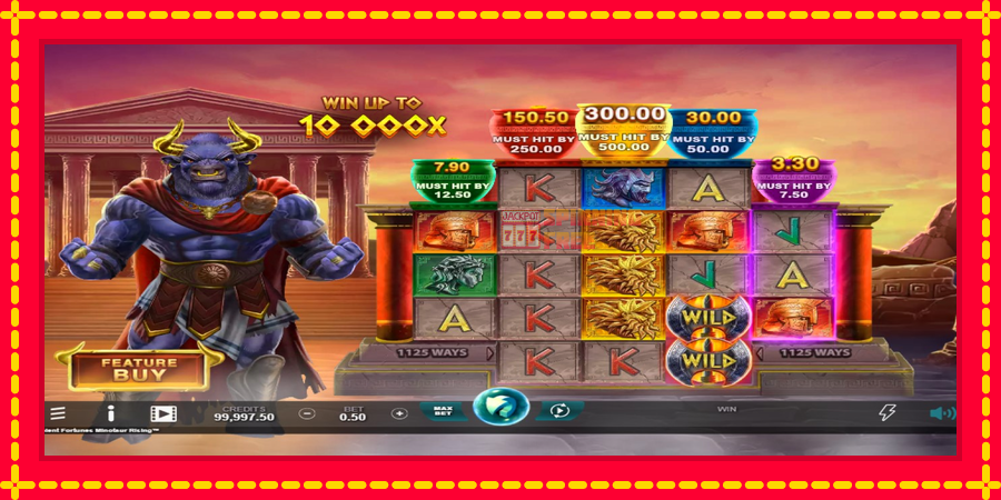 Ancient Fortunes Minotaur Rising mesin slot dengan animasi cerah, gambar 2