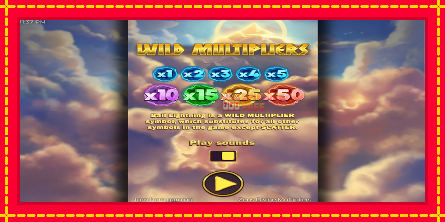 Zeus Divine Multipliers mesin slot dengan animasi cerah, gambar 1