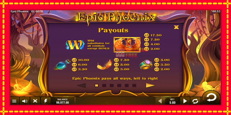 Epic Phoenix mesin slot dengan animasi cerah, gambar 4