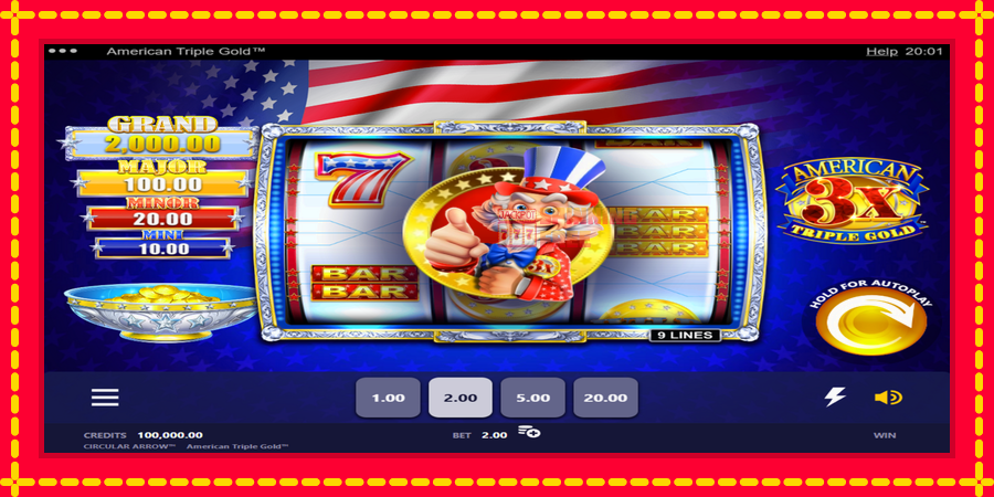 American Triple Gold mesin slot dengan animasi cerah, gambar 1