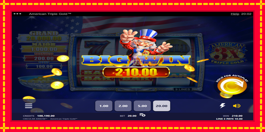 American Triple Gold mesin slot dengan animasi cerah, gambar 2