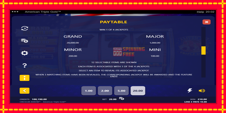 American Triple Gold mesin slot dengan animasi cerah, gambar 3