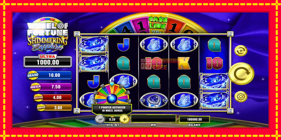 Wheel of Fortune Shimmering Sapphires mesin slot dengan animasi cerah, gambar 2