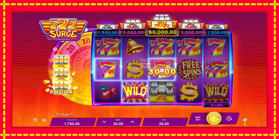 777 Surge mesin slot dengan animasi cerah, gambar 2