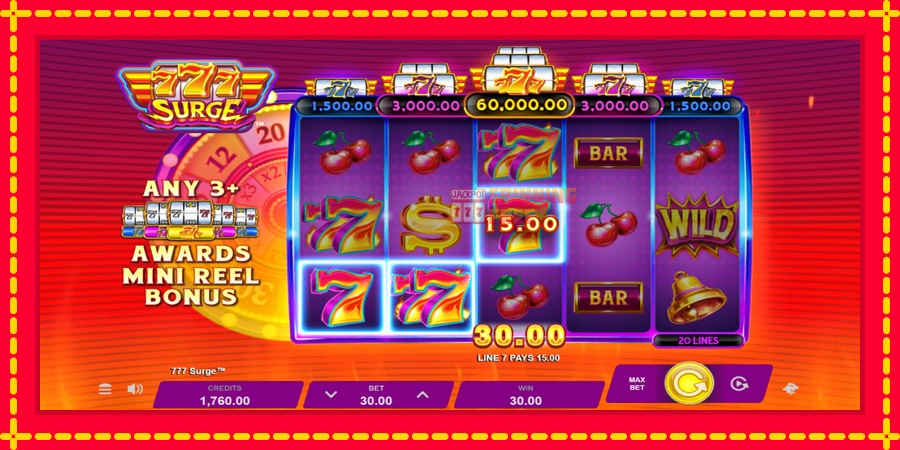 777 Surge mesin slot dengan animasi cerah, gambar 3