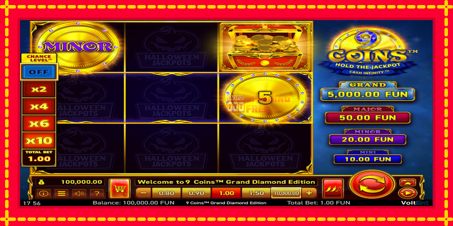 9 Coins Grand Diamond Edition Halloween Jackpots mesin slot dengan animasi cerah, gambar 2