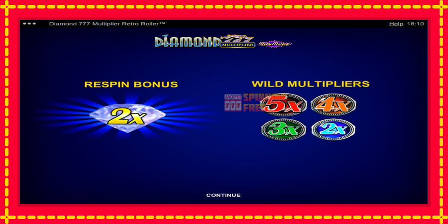 Diamond 777 Multiplier Retro Roller mesin slot dengan animasi cerah, gambar 1