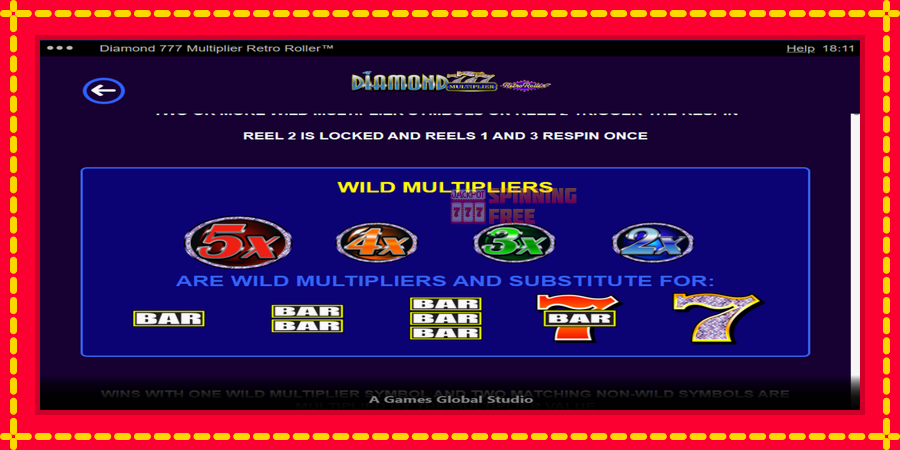 Diamond 777 Multiplier Retro Roller mesin slot dengan animasi cerah, gambar 4