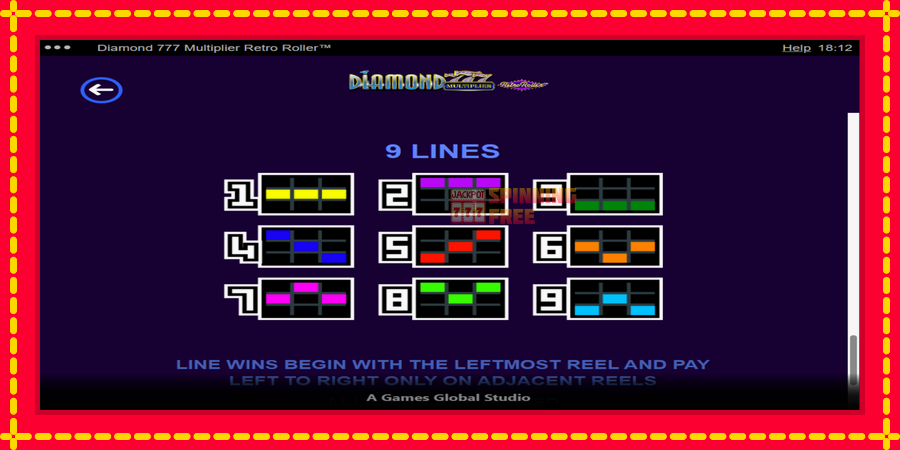 Diamond 777 Multiplier Retro Roller mesin slot dengan animasi cerah, gambar 7