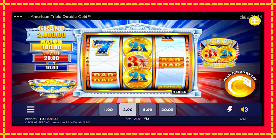 American Triple Double Gold mesin slot dengan animasi cerah, gambar 1