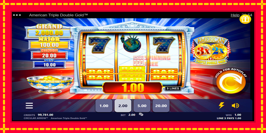 American Triple Double Gold mesin slot dengan animasi cerah, gambar 2