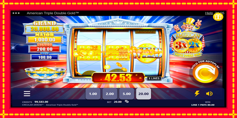 American Triple Double Gold mesin slot dengan animasi cerah, gambar 3