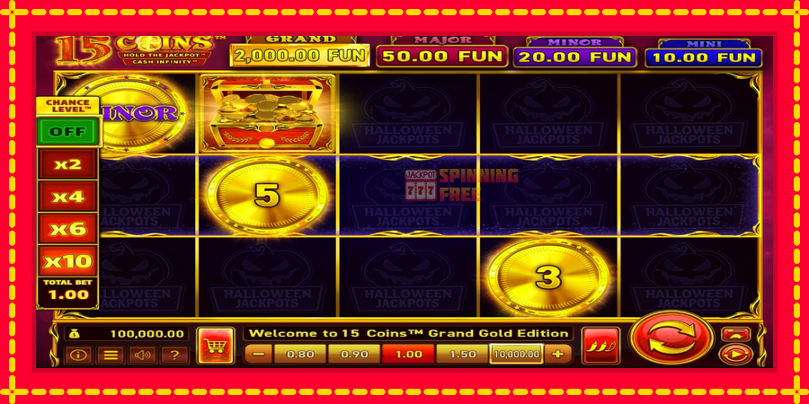 15 Coins Grand Gold Edition Halloween Jackpot mesin slot dengan animasi cerah, gambar 1