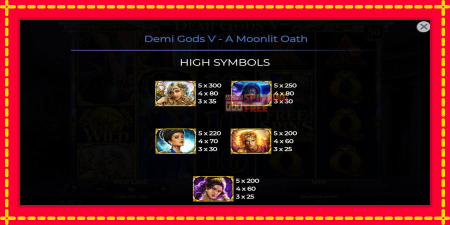 Demi Gods V – A Moonlit Oath mesin slot dengan animasi cerah, gambar 6