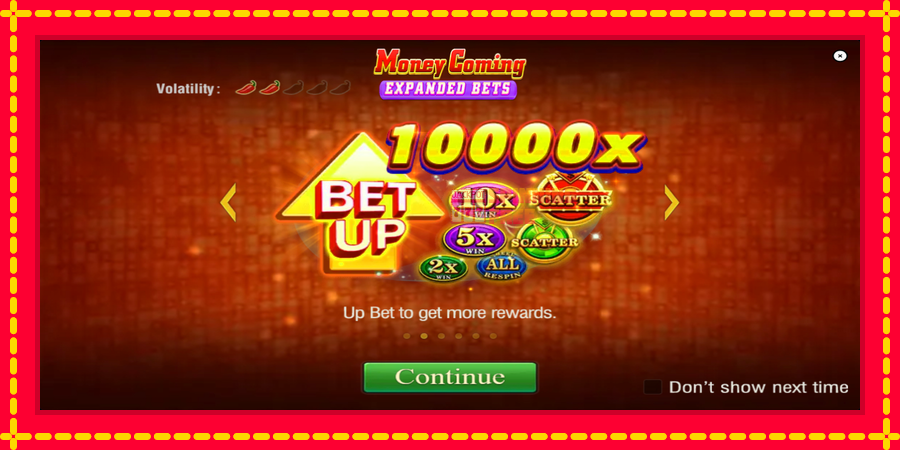 Money Coming 2 – Expanded Bets mesin slot dengan animasi cerah, gambar 1