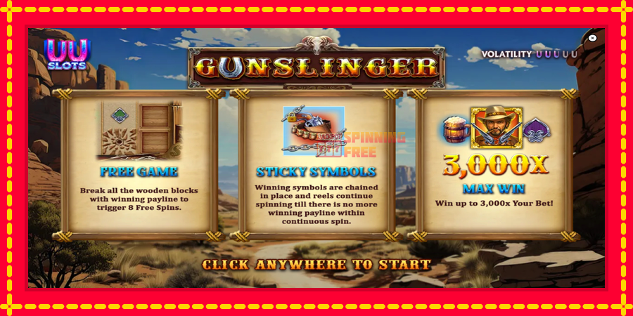 Gunslinger mesin slot dengan animasi cerah, gambar 1