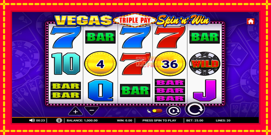 Vegas Triple Pay Spin n Win mesin slot dengan animasi cerah, gambar 1